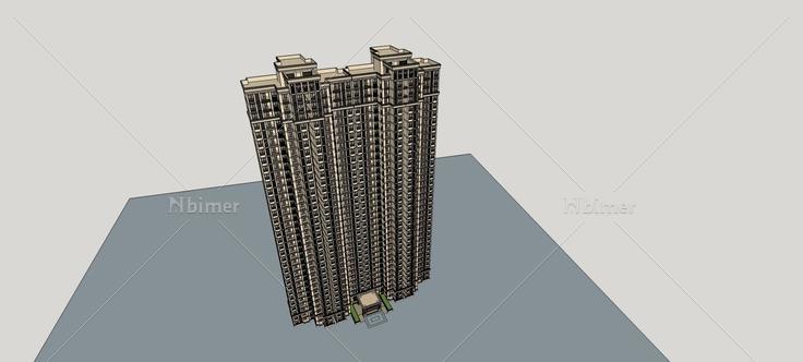 简欧风格高层住宅楼(76395)su模型下载