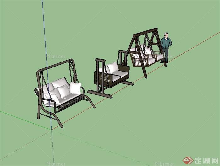 现代风格秋千椅设计su模型