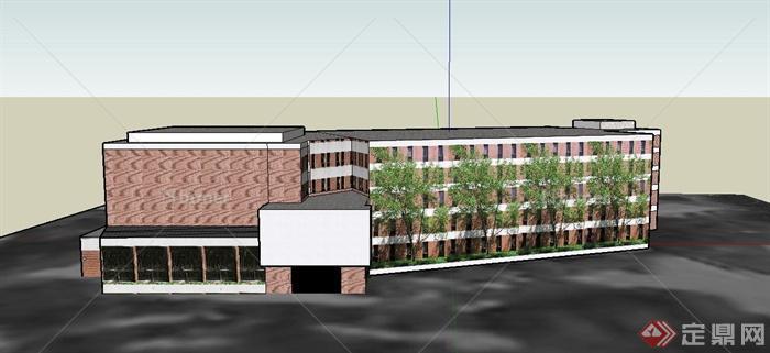某现代五层教学楼建筑设计SU模型