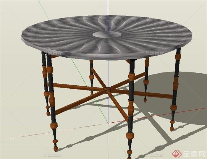 圆盘形大理石高脚桌设计SU模型