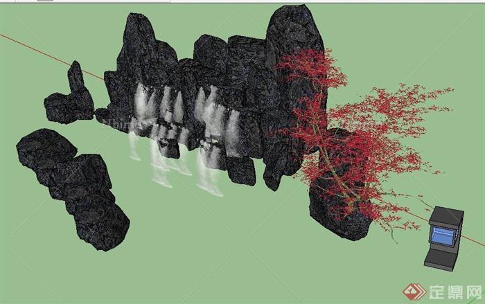 园林景观节点叠石设计SU模型