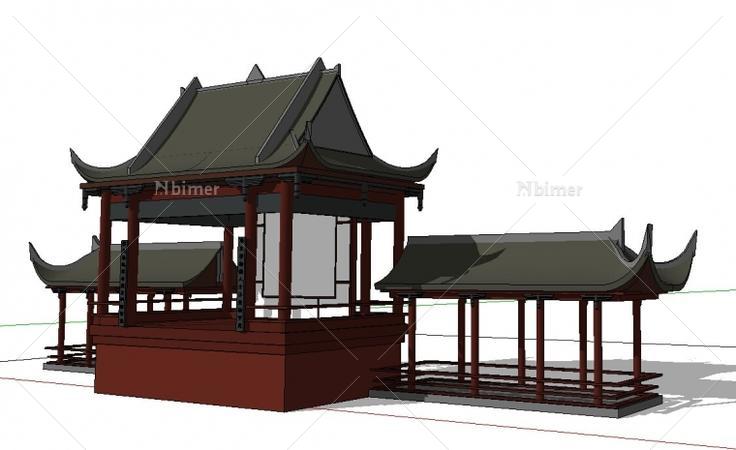 中式建筑提供SketchUp模型下载分享带截图预览