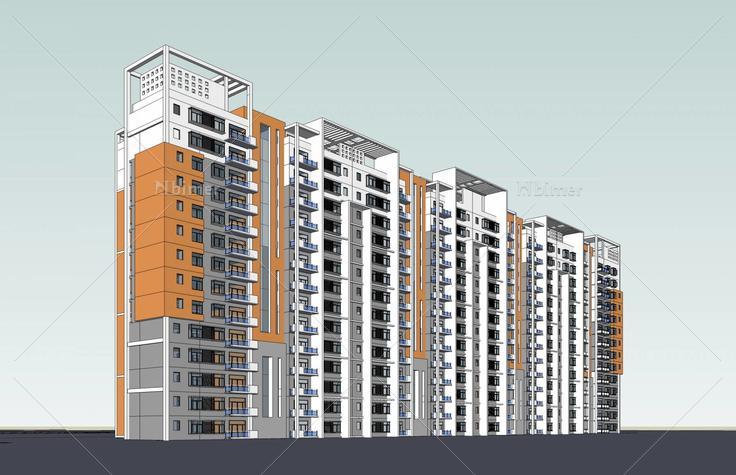 现代高层住宅楼(46994)su模型下载