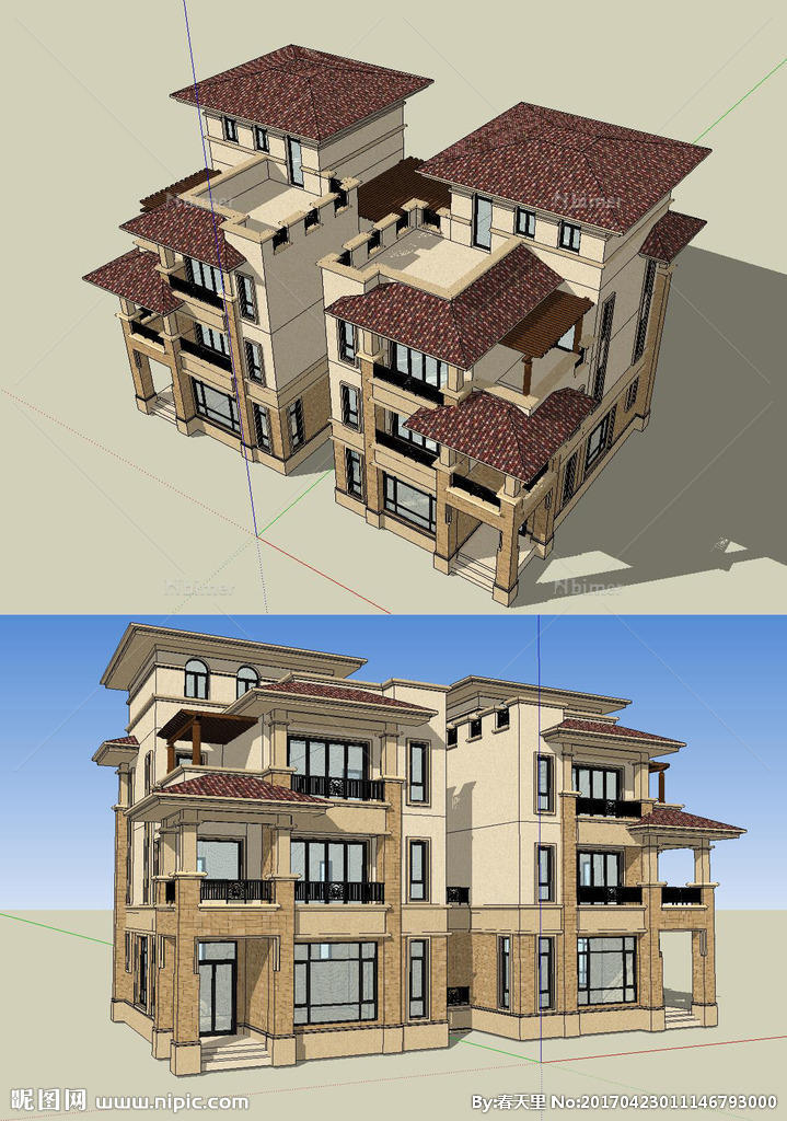 SketchUp别墅模型图片
