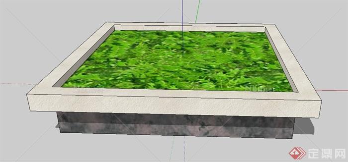 园林景观节点正方形种植池设计SU模型[原创]
