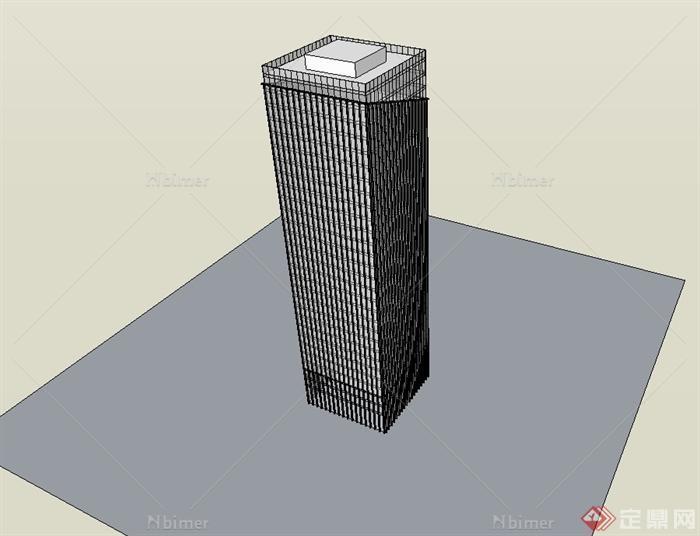 现代风格简单的高层办公大楼设计su模型[原创]