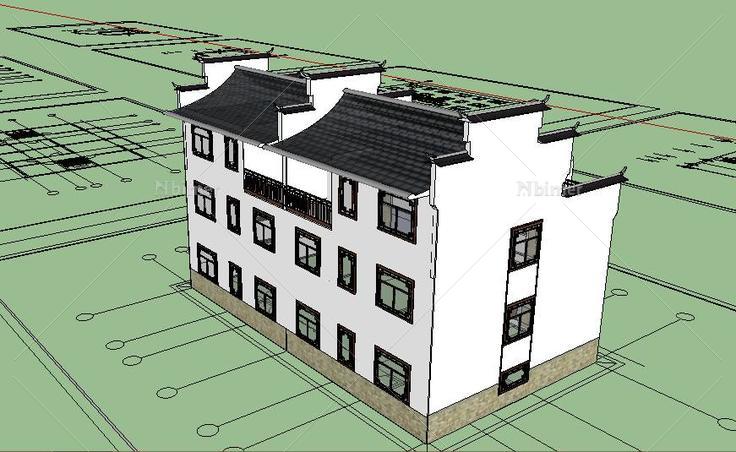 徽派别墅(82934)su模型下载