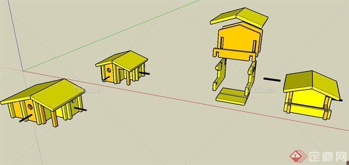 某小屋建筑结构设计SU模型