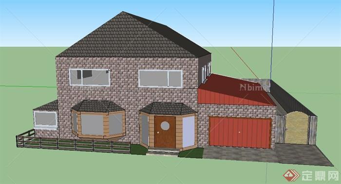 欧式某村民住宅建筑设计SU模型