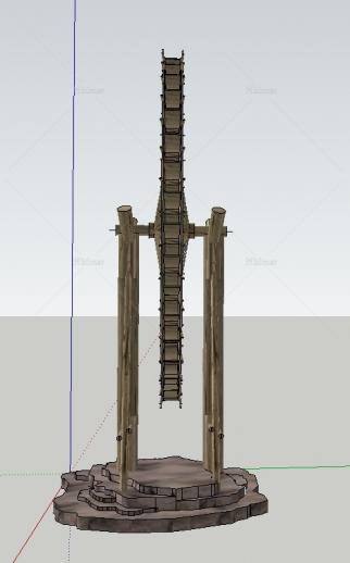 竹木水车模型，严格按照已实施水车竣工图制作。