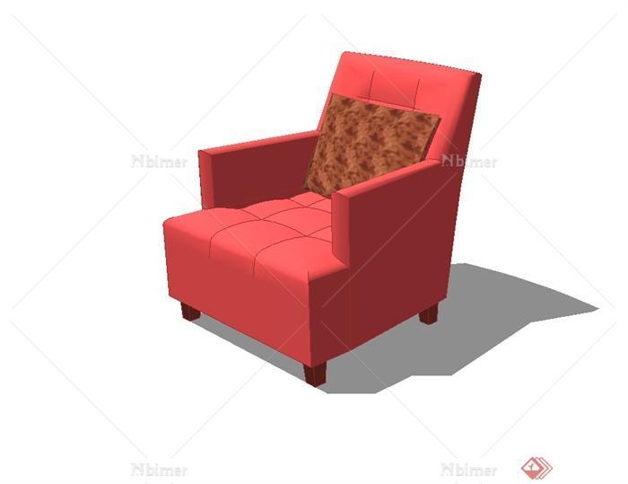 某现代风格详细精致红色沙发设计SU模型[原创]
