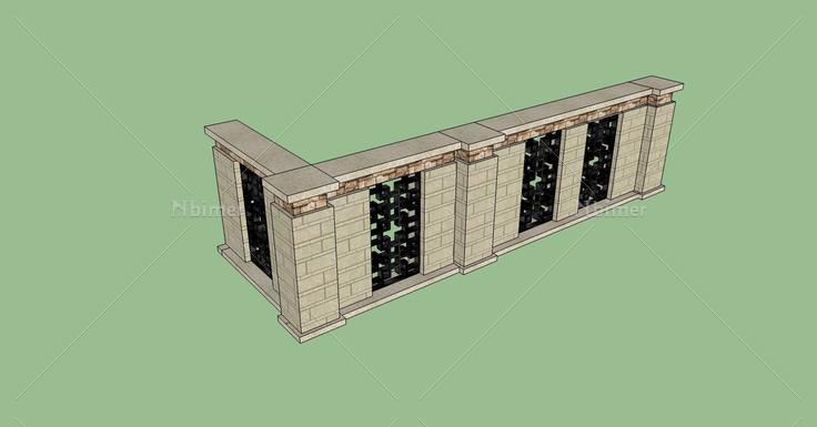 建筑构件-围墙(71509)su模型下载