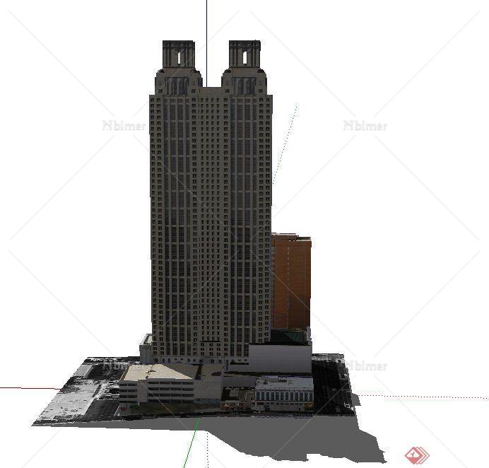 现代某高层商务酒店建筑设计SU模型