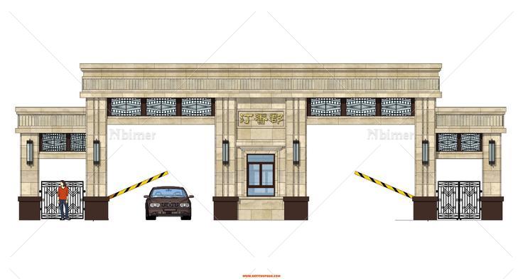 住区项目入口大门模型 大家多多指教啊