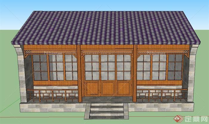 古典中式单层仓库建筑设计SU模型