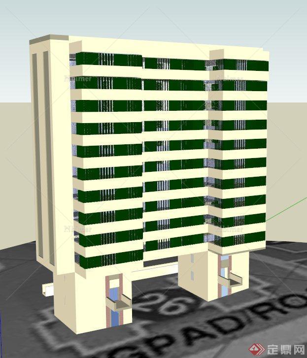 一栋办公楼建筑设计SU模型1