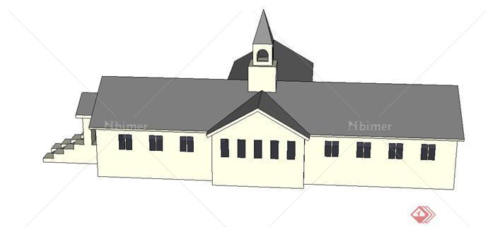 某单层三菱形宗教建筑设计SU模型