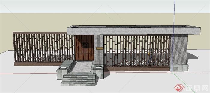 某建筑入口中式大门设计SU模型