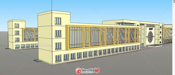 现代古井小学校园建筑设计SU模型