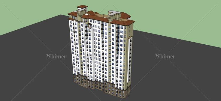 欧式高层住宅(64629)su模型下载