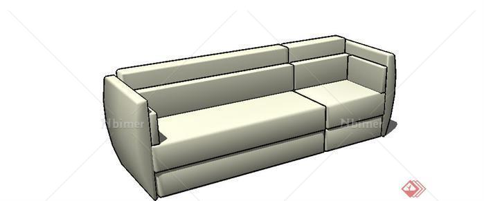 一个现代风格皮质多人沙发SU模型素材