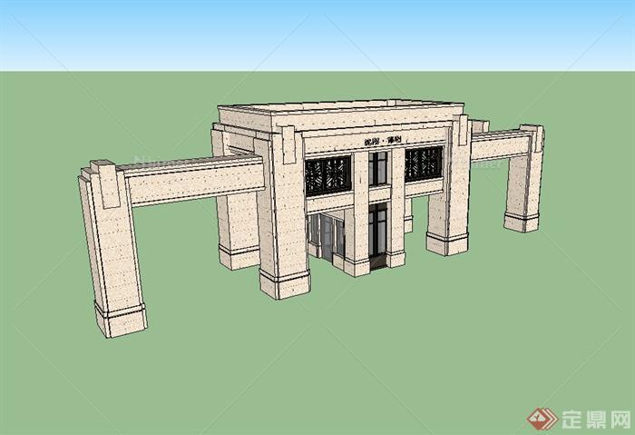 某新古典风格详细完整的小区大门设计su模型[原创