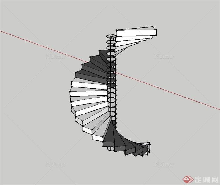 现代风格建筑旋转楼梯设计su模型[原创]