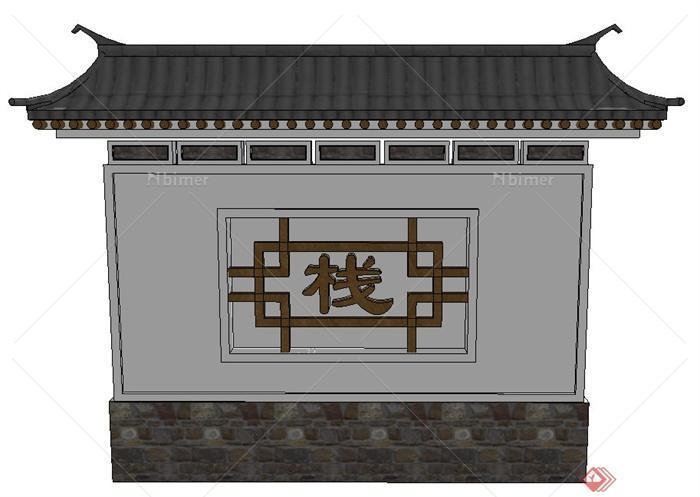 古典中式景墙照墙设计SU模型