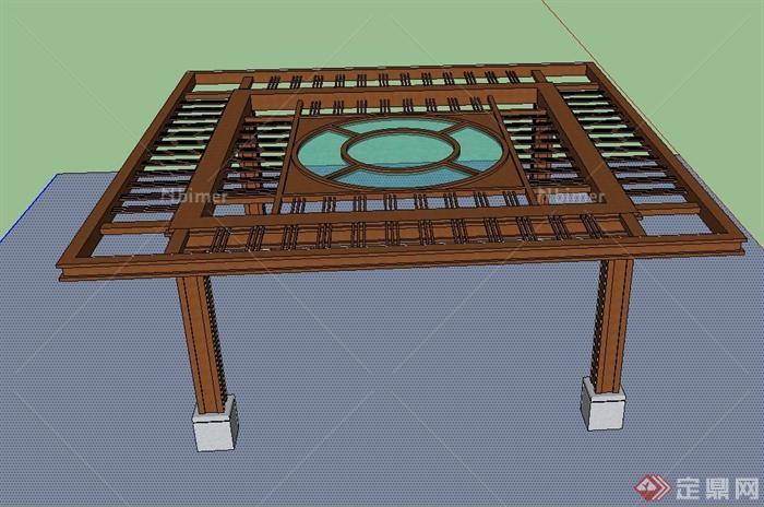 现代中式风格亭子设计SU模型与CAD方案图