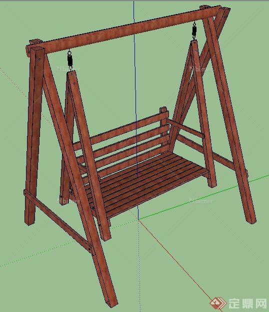 現代風格木製鞦韆椅su模型
