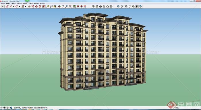 某双拼住宅楼建筑设计SU模型2