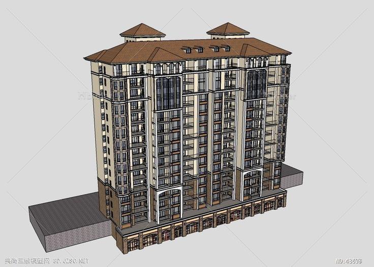 欧式小高层住宅高层住宅 su模型 3d