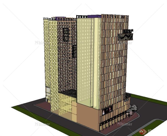 现代风格高层商业住宅建筑设计su模型[原创]