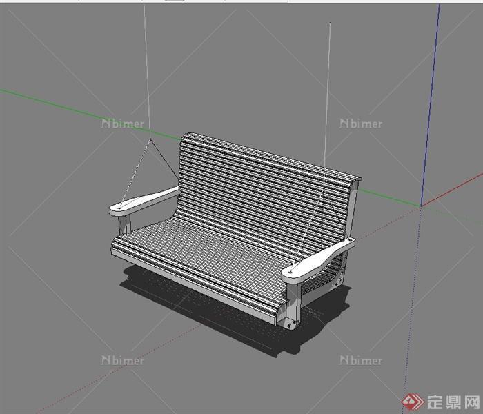 现代风格户外秋千椅设计su模型[原创]