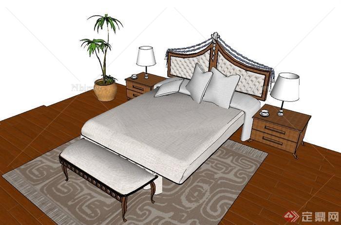 现代某卧室床设计SU模型