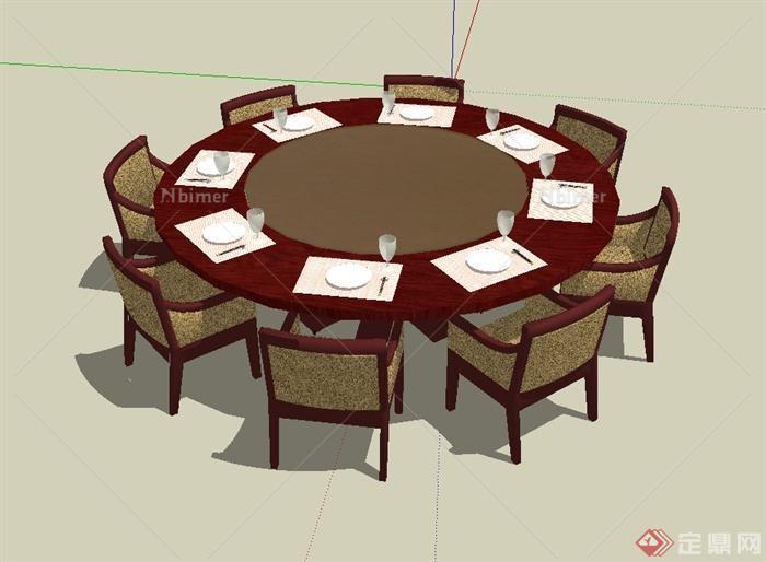 某现代风格包房餐桌椅设计su模型[原创]