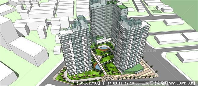 Sketch Up 精品模型---高层综合商住楼建筑概念设