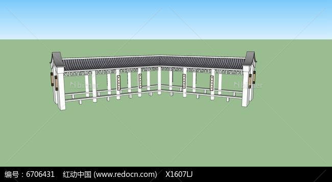 中式江南风白墙长廊