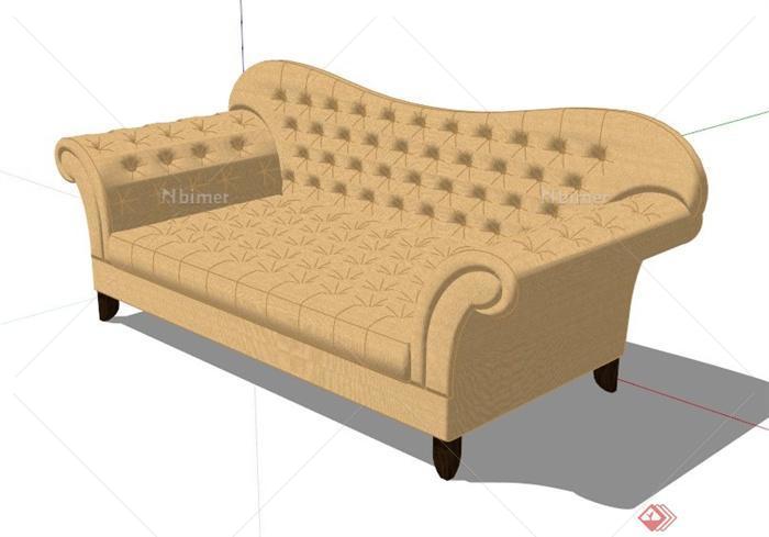 欧式皮质长沙发设计SU模型[原创]