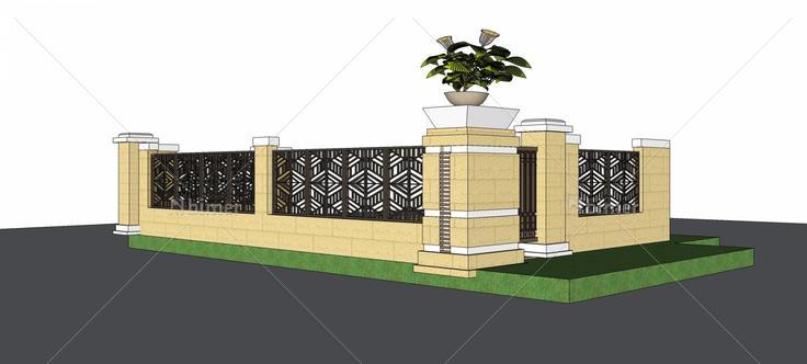 围墙护栏(78199)su模型下载
