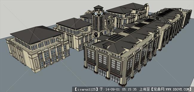 新古典商业街建筑规划设计方案su模型