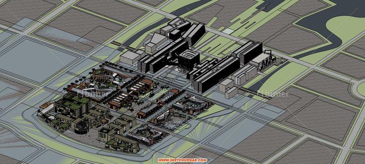 天津大学新校区图书馆设计及校区全模