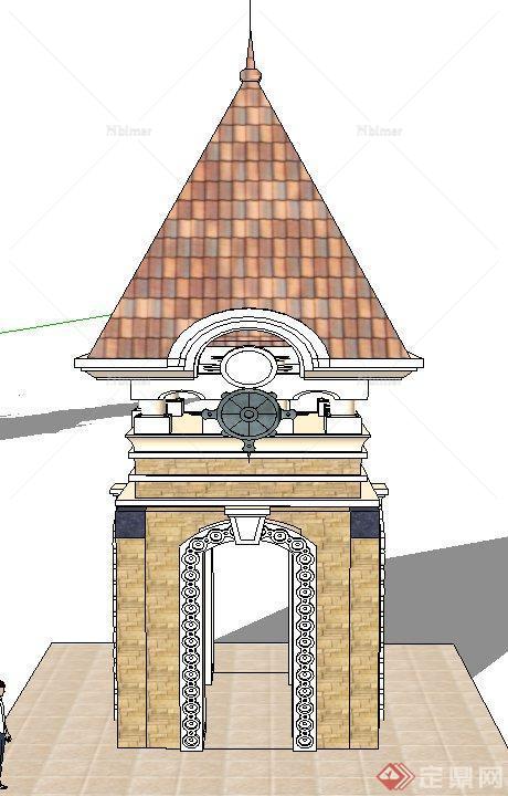 五款景观建筑塔楼钟楼设计SU模型