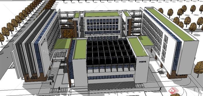 某现代风格中学学校建筑设计SU模型