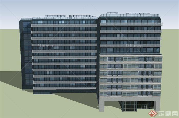 现代某高层联排综合办公建筑设计SU模型