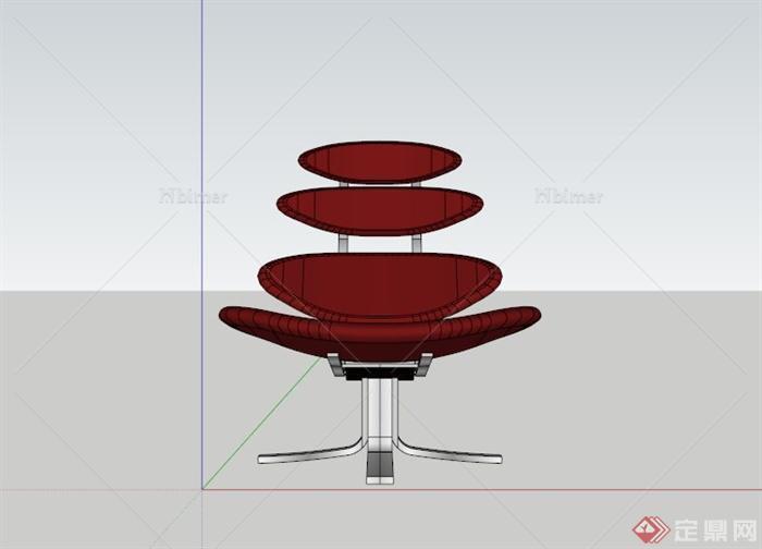 红色圆盘拼接椅子SU模型