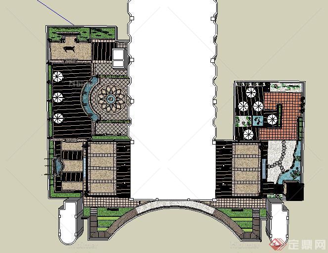 园林景观之现代庭院花园景观设计方案su模型