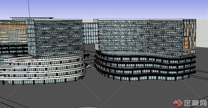 某现代风格宾馆酒店建筑设计SU模型素材83