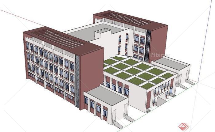 学校图书馆大楼建筑设计SU模型