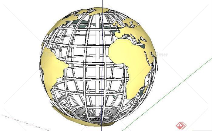 地球仪景观小品SketchUp(SU)3D模型
